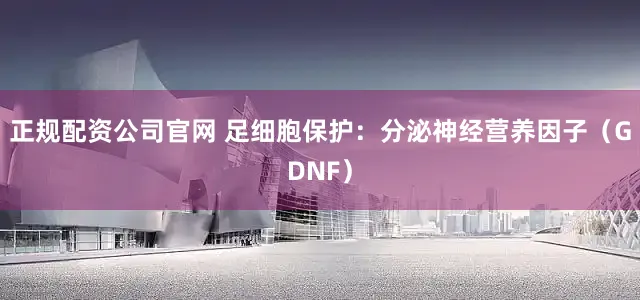 正规配资公司官网 足细胞保护：分泌神经营养因子（GDNF）
